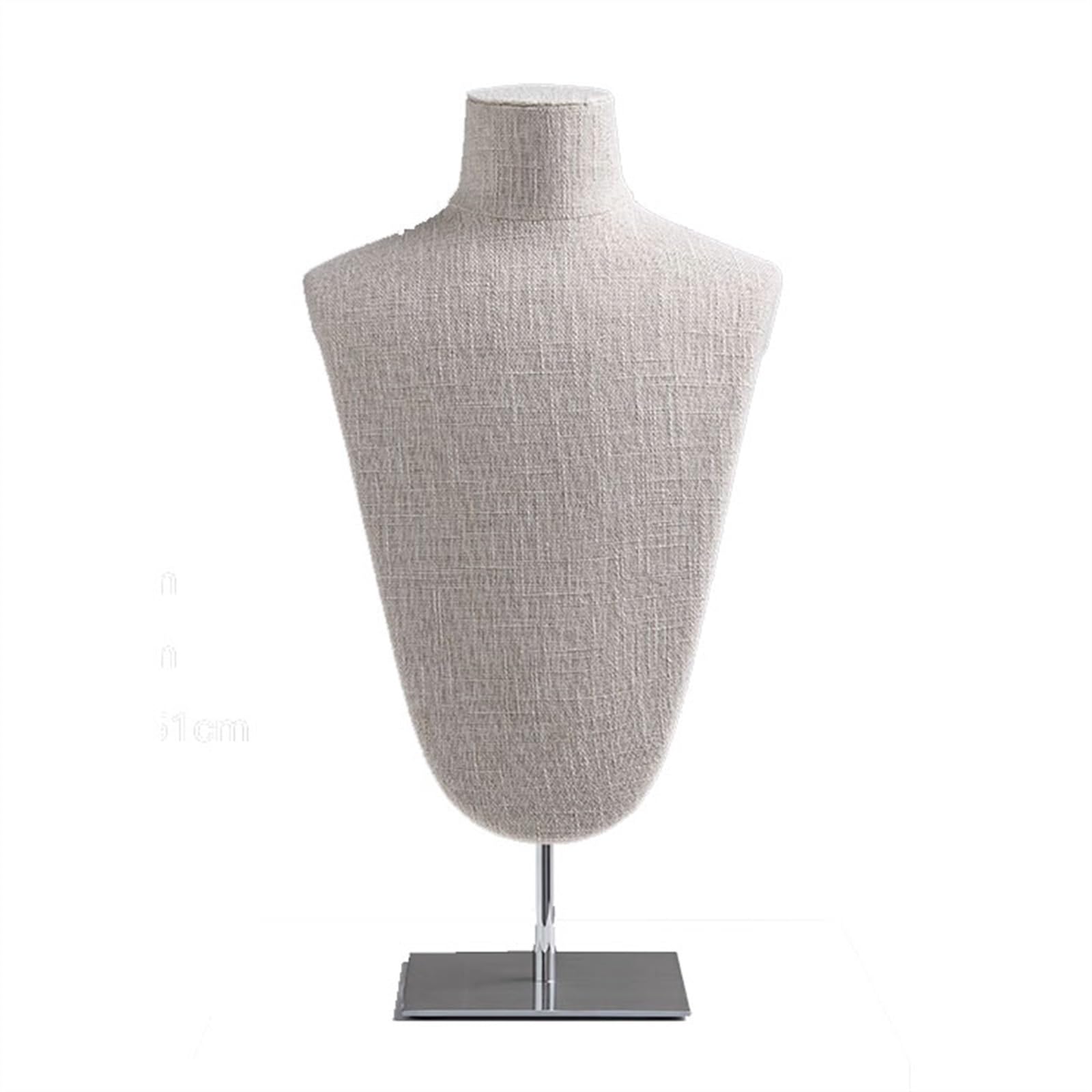 ZengL263NgS jewellery stand Linen Jewelry Display Bust, Necklace Mannequin Holder Stand with Metal Base - Necklace Bust for Retail Stores and Trade Shows for Display and Storage(Silver)