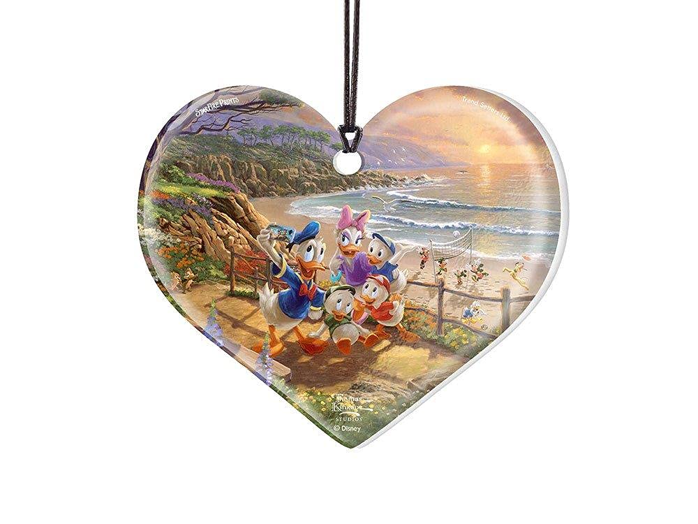 Trend Setters Disney – Donald and Daisy Duck – Beach Vacation – Thomas Kinkade – 3.5” x 3” Heart Shaped Hanging Acrylic Print Accessory – Officially Licensed Collectible