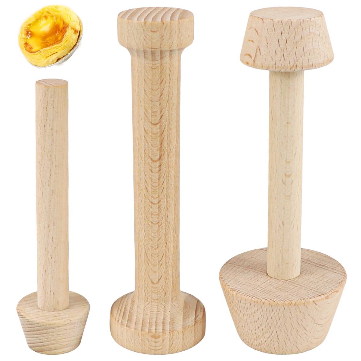 DOERDO 3Pcs Mini Tart Tamper Double Side Egg Tarts Tamper Pastry Tools for Muffin Pan Egg Tart Cheesecakes Dessert Baking