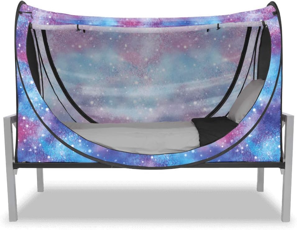 Privacy Pop up Eclipse Bed Tent Bed Drapes (Unicorn Galaxy, Full)