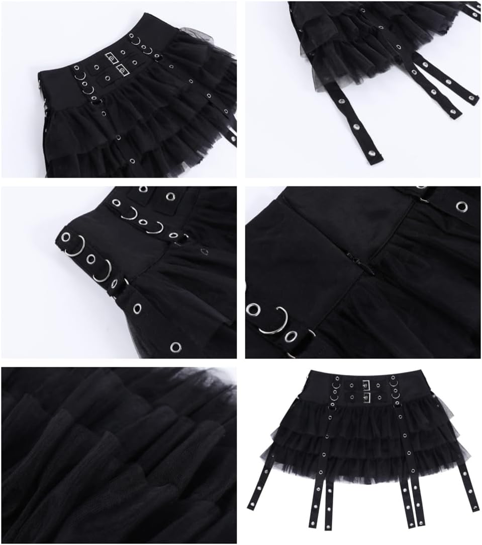 Women Gothic Mini Skirt Fairy Grunge Punk High Waisted A-Line Pleated Skirts Y2k E-Girl Long Maxi Skirt - Image 5