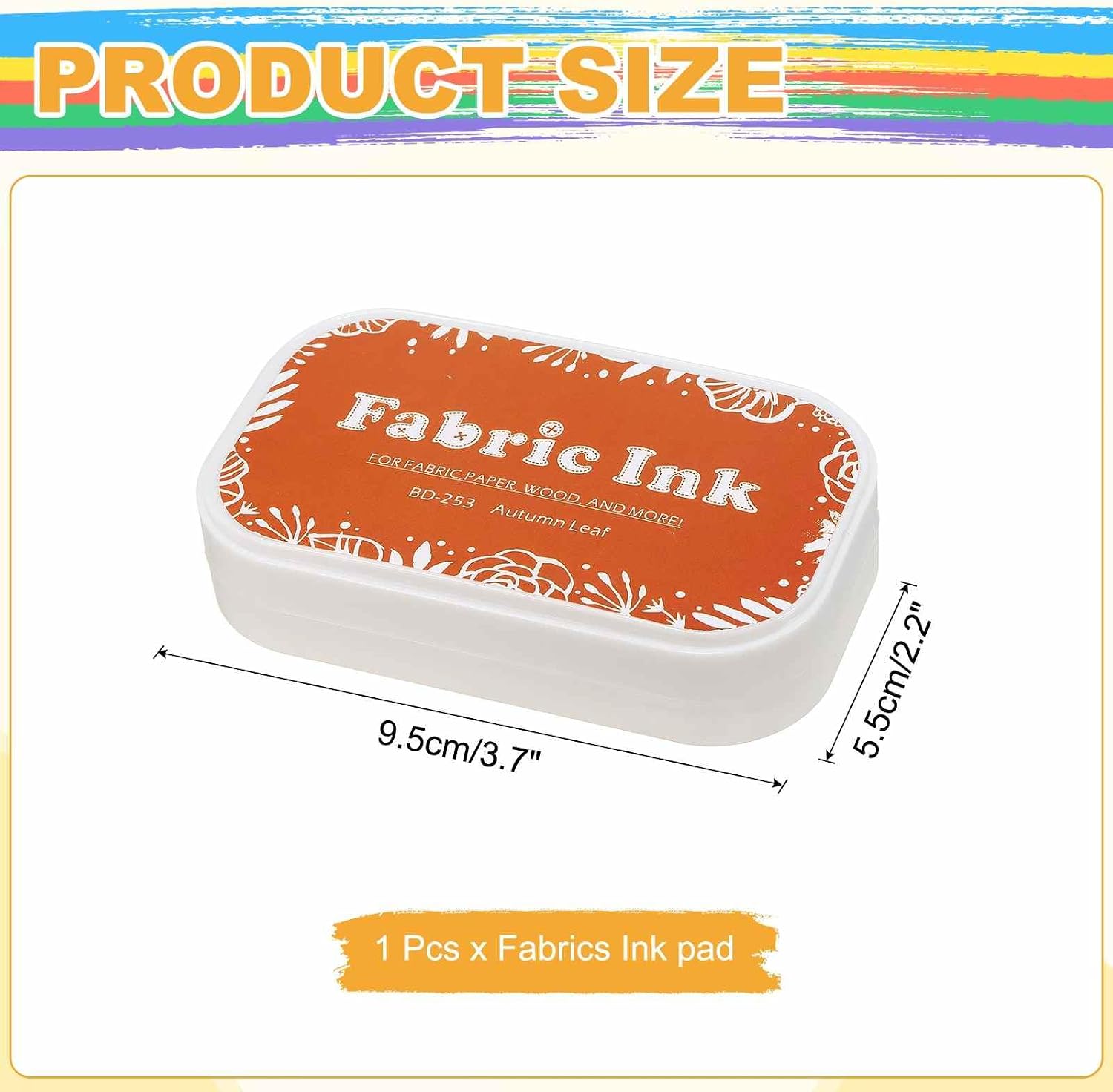 MECCANIXITY Ink Pads for Stamps, 3.7x2.2 Inch Fabric Ink Pad for Cloth, Wood, Paper, Fingerprint, DIY Card Making, Fallen Leaves