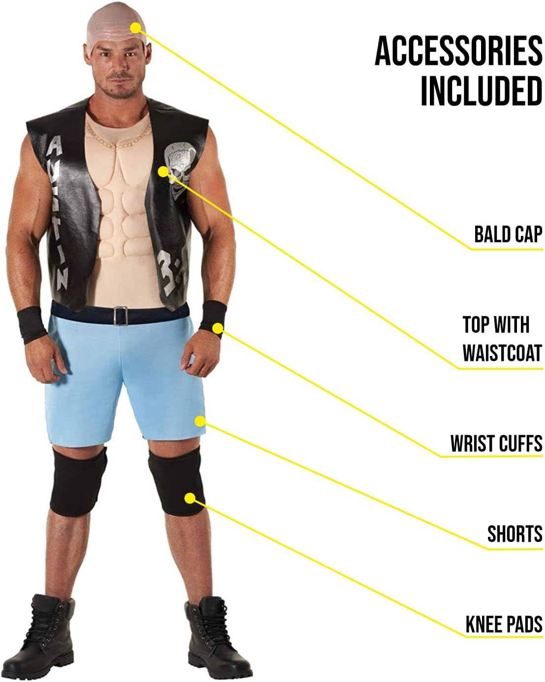 Morph Stone Cold Steven Austin Costume Men, Stone Cold Steve Austin Vest, WWE Costume Adult, Halloween Costumes for Men - Image 5