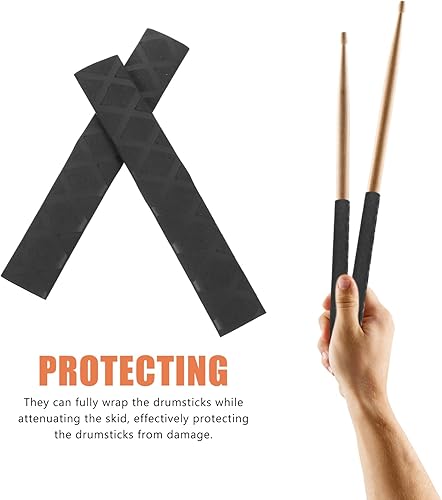 Miniatura 4 de Vaguelly 2 pares de empuñaduras para baqueta 6.5 x 0.7 in, envoltura antideslizante para baquetas, fundas termorretráctiles para baquetas, baquetas