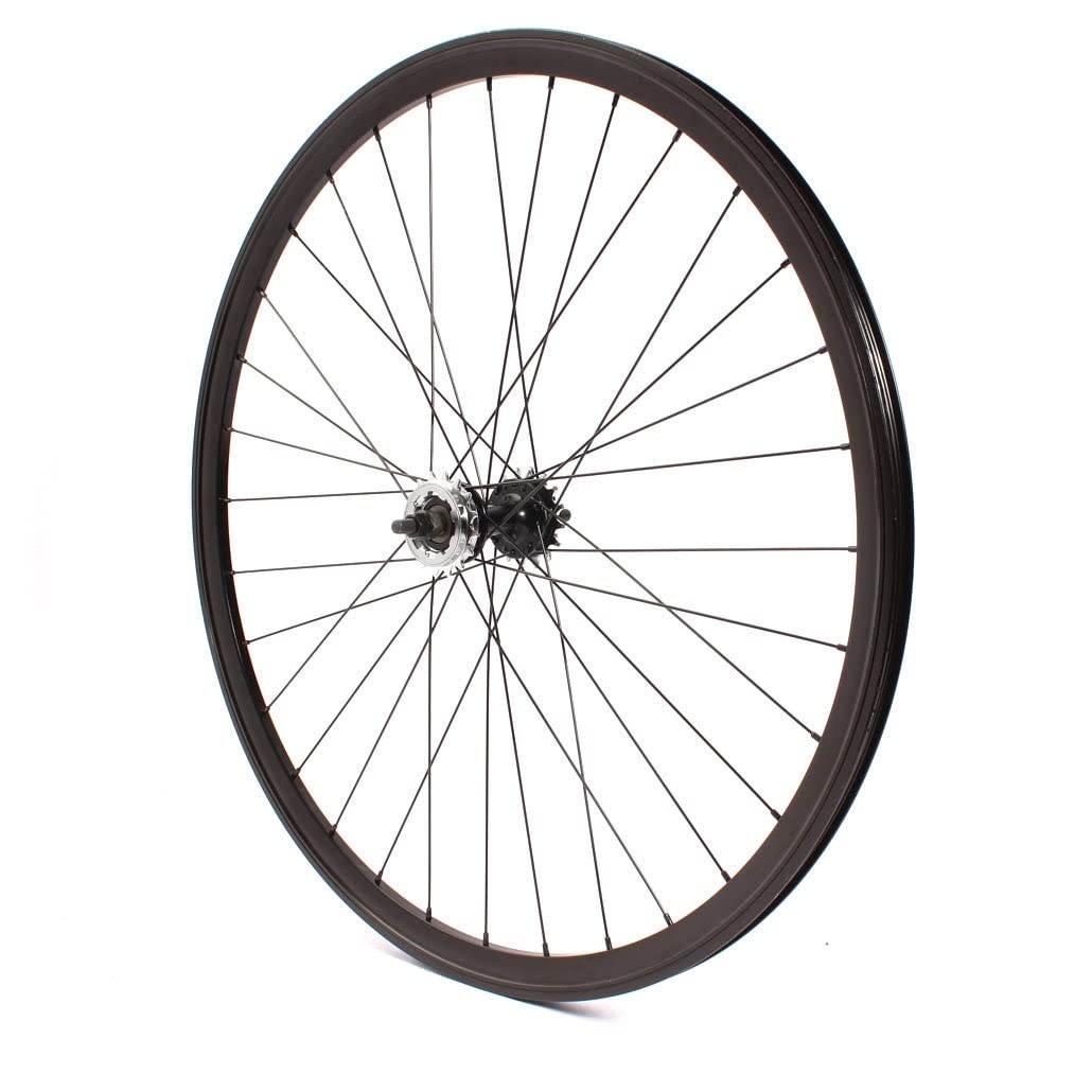KHE Fixie rower biegowy tylny 700c 28", łożyska przemysłowe, 32 otwory, czarna, podwójna felga z podwójną komorą Flip Flop Starr + wolnobieg