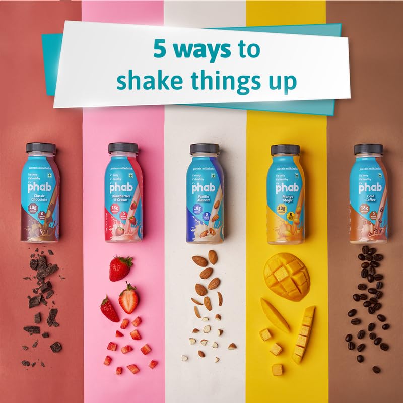 Phab Cold Coffee Protein Milkshakes with 18g Protein & No Added Sugar | Gluten-Free & Gut-Friendly, Trans Fat Free | Rich Source of Fibre & Pre-biotics | Healthy & Delicious Protein Shake (200ml, Pack of 6) 4