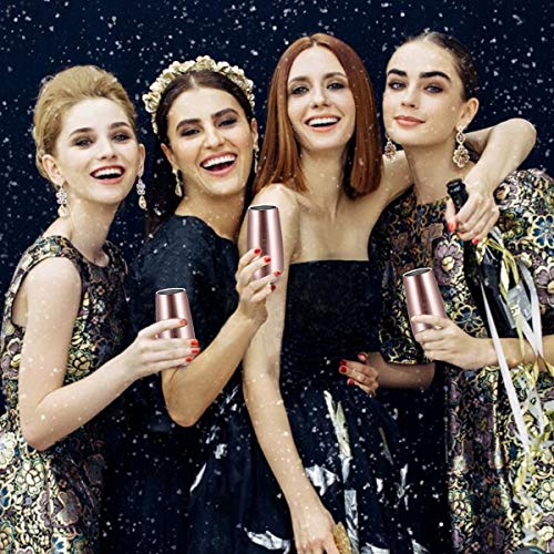 Fungun 6 Pack Stemless Champagne Flutes Wine Tumbler, 6 OZ Double-insulated Rose Gold Cocktail Cups Unbreakable Reusable Champagne Toasting Glasses with Lids (Rose Gold)
