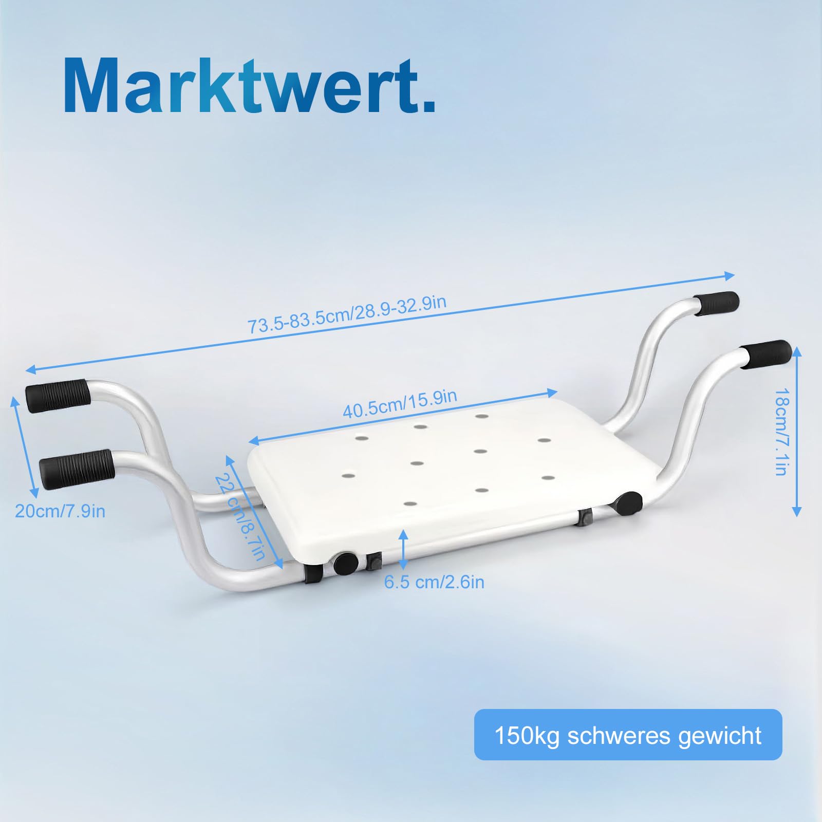 Stołek prysznicowy 3 w 1, OJTOJT wysuwane siedzisko do wanny 72-82 cm krzesło prysznicowe obciążenie 150 kg Aluminiowe wiszące siedzisko wanna dla osób starszych