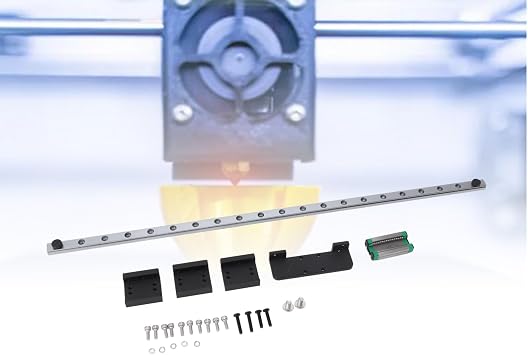 Linear Rail Guide Kit, Stable Low Friction X Axis Upgrade for 3 Plus 4 Plus 3D Printers High Carbon CR Steel 310mm Rail 4 Sliders Screw Set