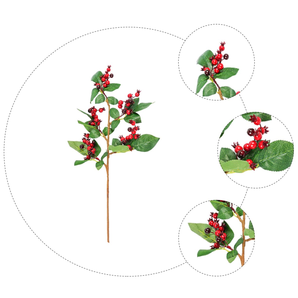 MAGICLULU Künstliche Rote Festtagsfrüchte für Partydeko Künstliche Rote Weihnachtsblumen als Tischdeko Am Tannenzweig für Garten für Weihnachtsbaumdeko