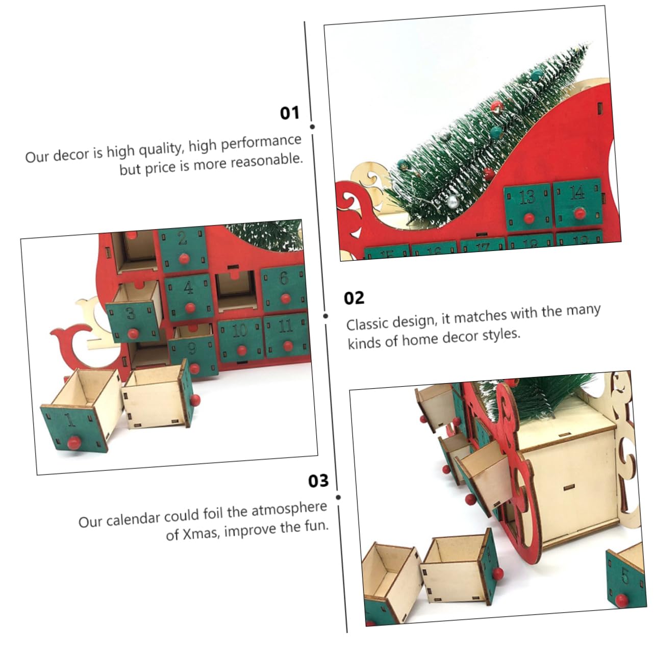 Weihnachtskalender mit Grünem Klassischem Design Adventskalender zum Befüllen für Schlafzimmer und Laden als Festliche Weihnachtsdekoration