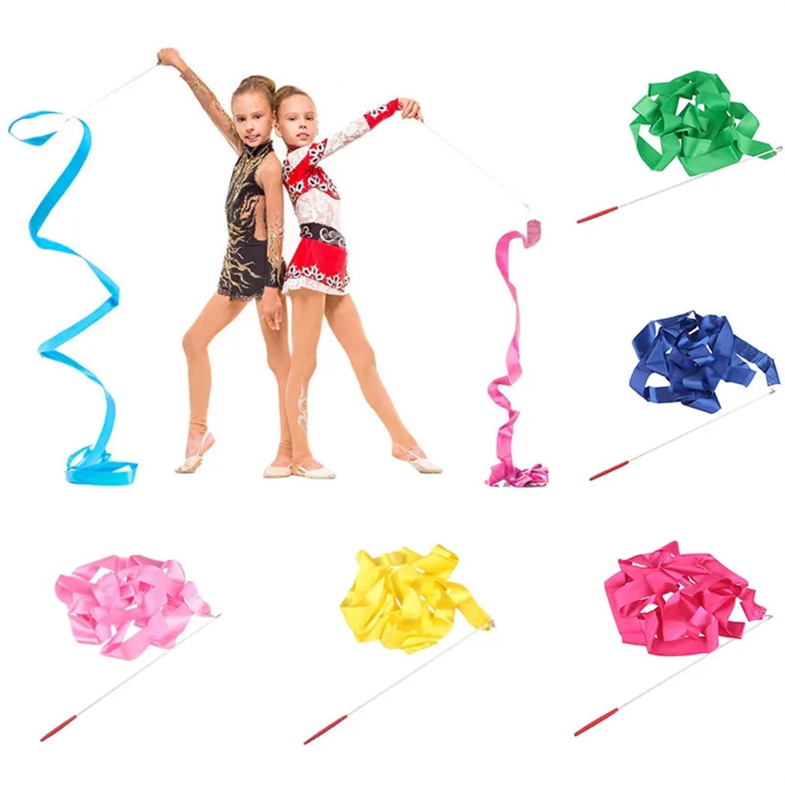 Wstążka do tańca， Kolorowa taśma gimnastyczna 4M Art Ballet Streamer Wirująca taśma gimnastyczna Do treningu na siłowni w łyżwiarstwie figurowym(Red)