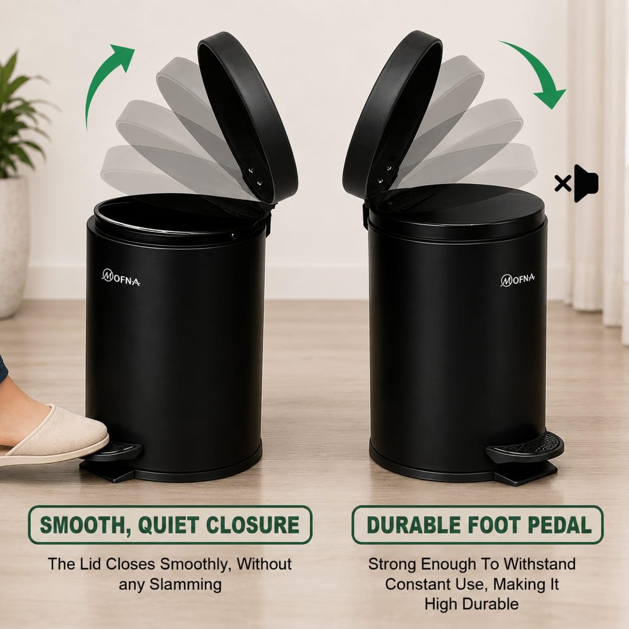 Stainless Steel Pedal Bin - Touch Free Wastebasket -4