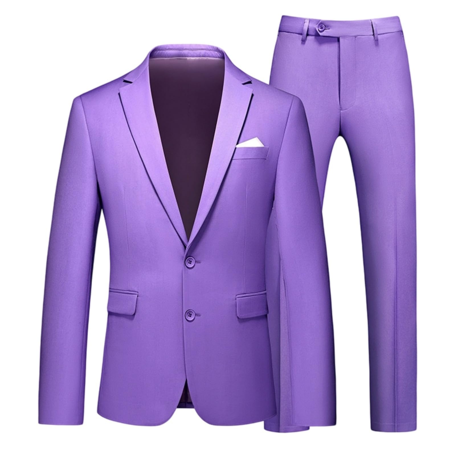 Męski jednolity kolor 2-częściowy garnitur biznesowy slim fit 2-guziki daszek klapa marynarka i spodnie