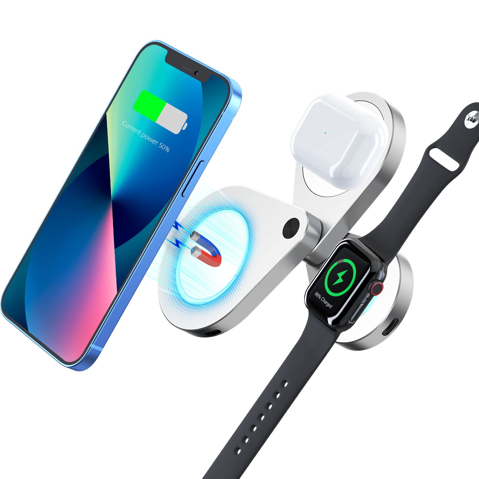 Amazon.co.jp: 3in1 ワイヤレス充電,折り畳めapple watch充電器15W急速 