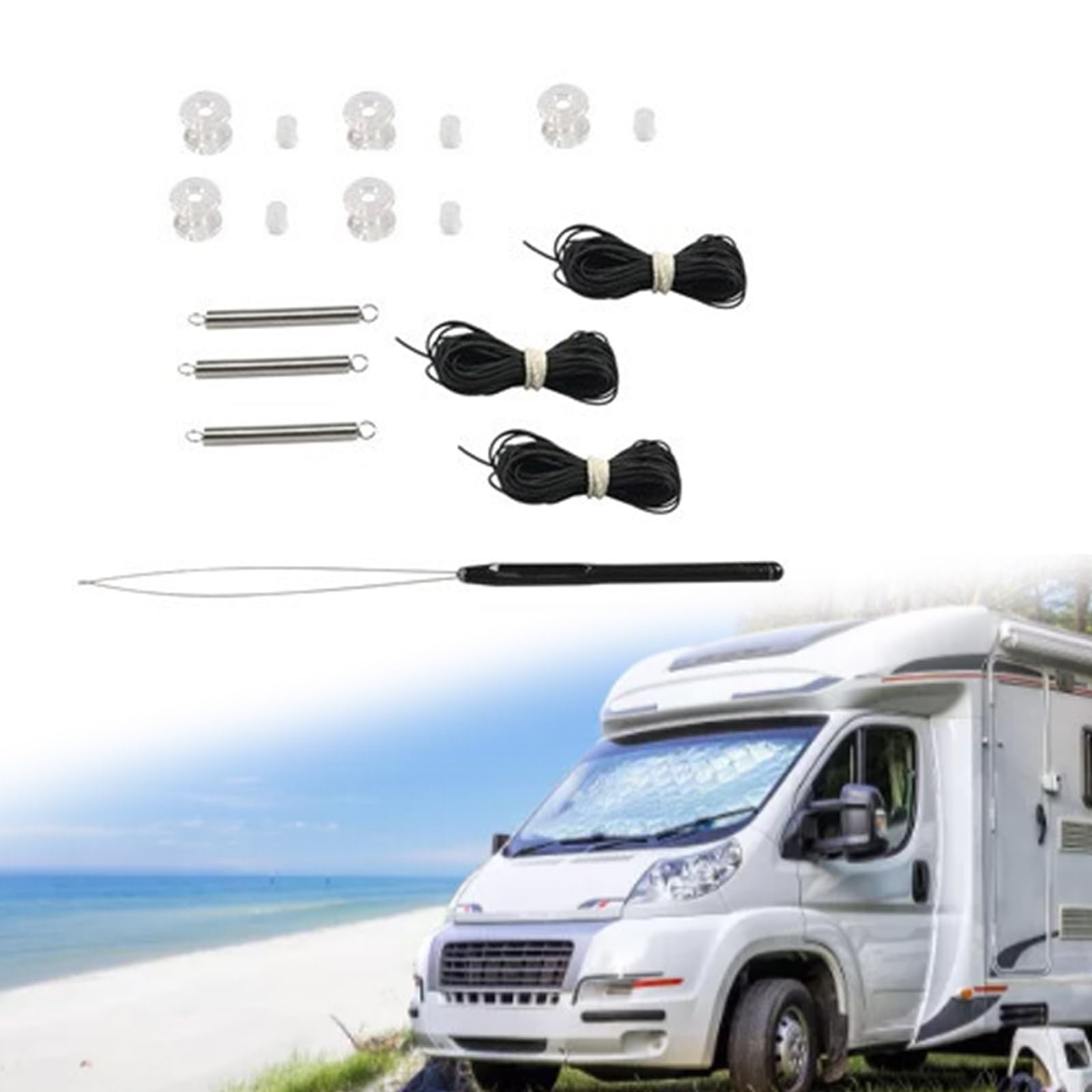 Kit de réparation pour store plissé pour camping-car, ensemble de fixation pour store de nuit, plis pour ombre, noir, blanc, 3 couleurs
