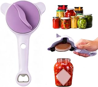 4-in-1 Multifunktions Deckelöffner Glasöffner, Verstellbar 2.5-9 cm Dosenöffner Flaschenöffner für Senioren, Arthritis & Schwache Hände, Küchenhelfer für Gläser, Dosen & Schraubverschlüsse