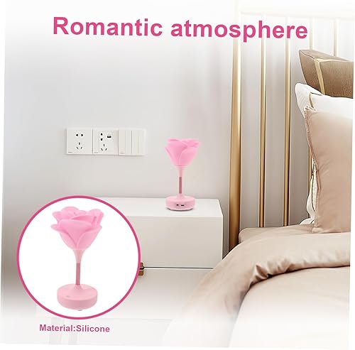 Miniatura 6 de OSALADI Lámpara de escritorio con diseño de rosas, lámpara de noche recargable, lámpara de noche táctil, lámpara que cambia de color, lámparas para