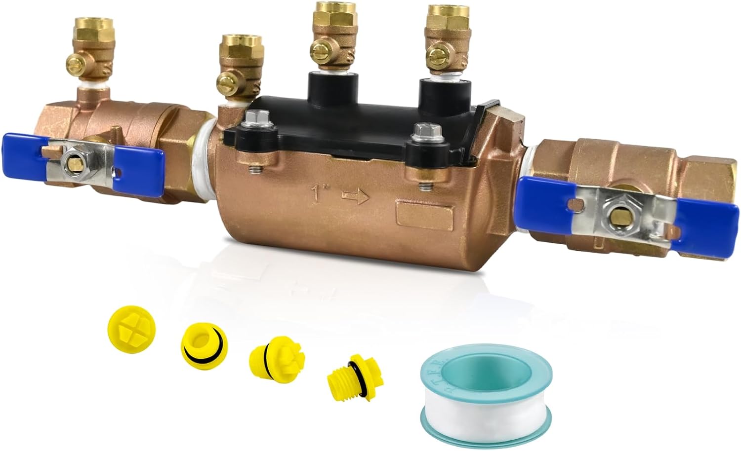 1-350 1 Inch Double Check Backflow Preventer, Backpressure & Backsiphonage Protection, for Irrigation Sprinkler Agricultural and Pipeline Systems