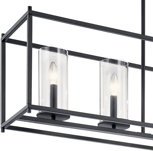 Miniatura 5 de Kichler Crosby - Lámpara de araña lineal de 13.75" con 5 luces y cristal transparente cromado cepillado níquel,Negro -,Bronce