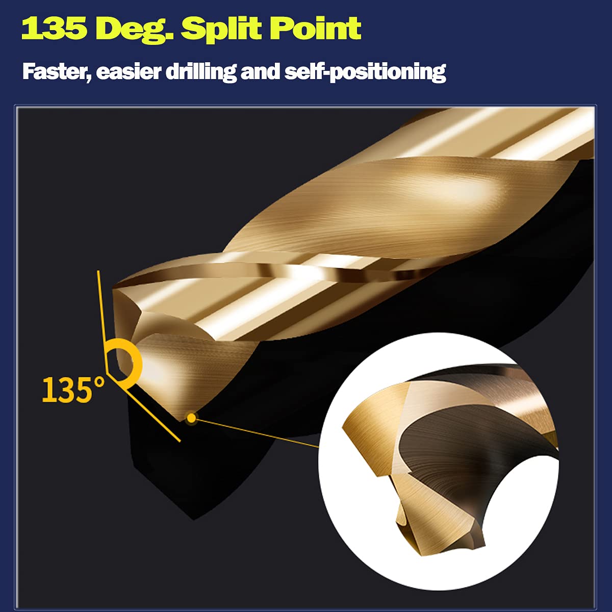 Hss Cobalt Drill Bit Set 5/16 in. x 6 in. Aircraft Extension Extra Long Deep Hole Drilling-3Pcs