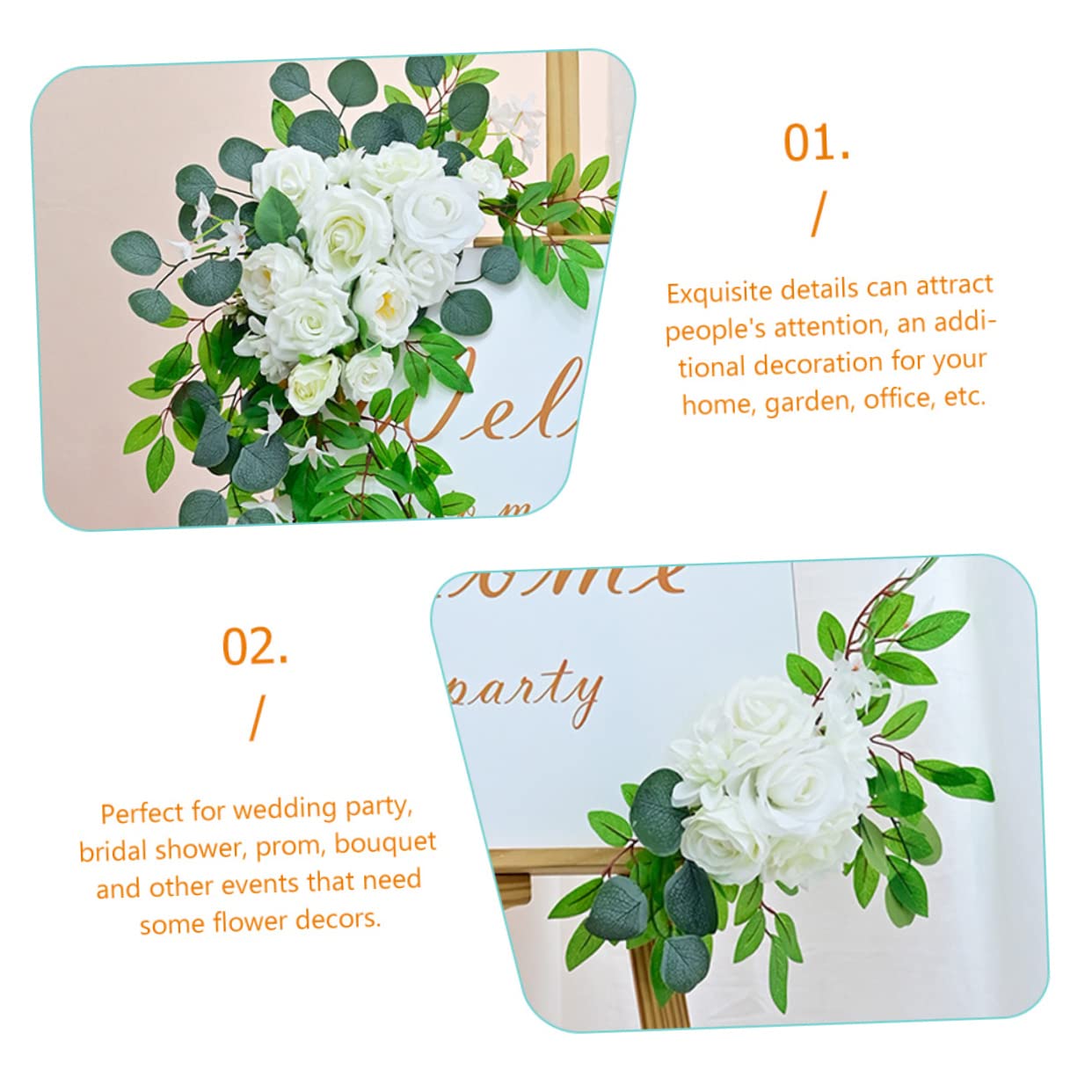 Ciieeo Blumenbogen Hochzeitsdekorationen für Empfang 1 Satz Seidenstoff | Zeremonie und Hintergrund, Künstliche Blumen mit Lebendigem Look, Langlebige Deko für Bouquet und Schild
