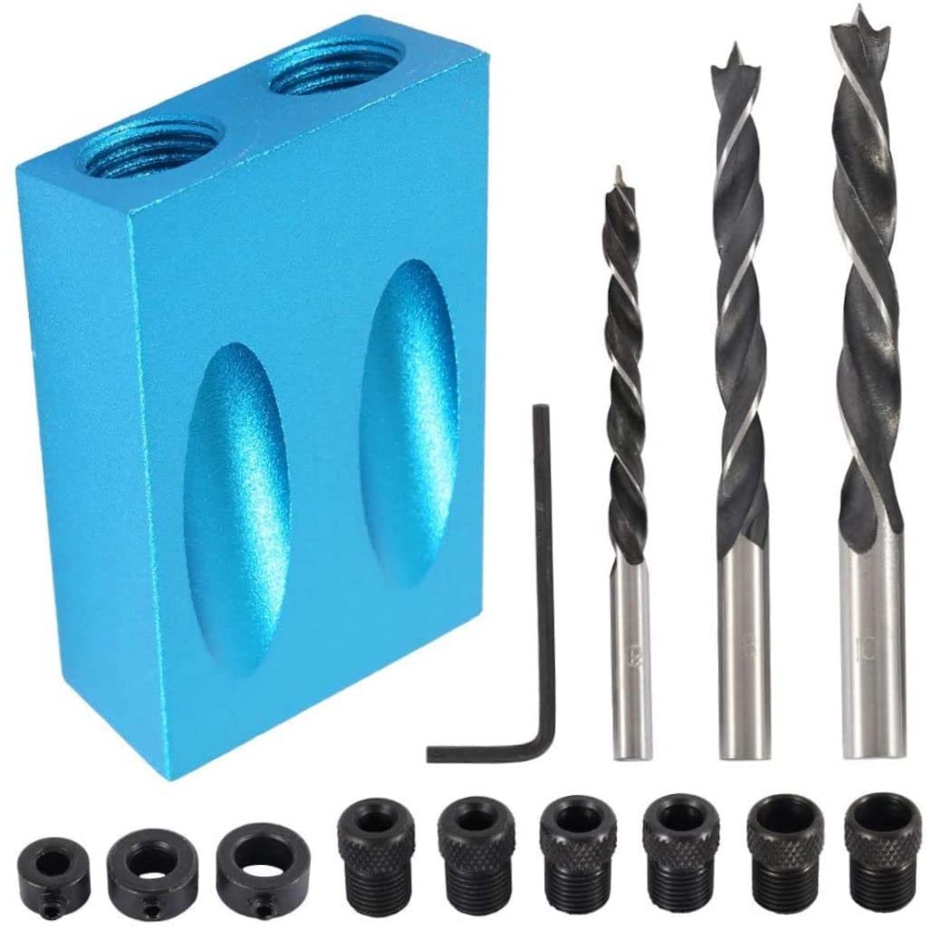 Hotainoys 14 Pcs Oblique Hole Device Pocket Hole Screw Jig Dowel Drill Joinery Kit Carpenters Wood Woodwork Guides Joint Angle Tool Carpentry Locator Craft Pocket Hole Jig