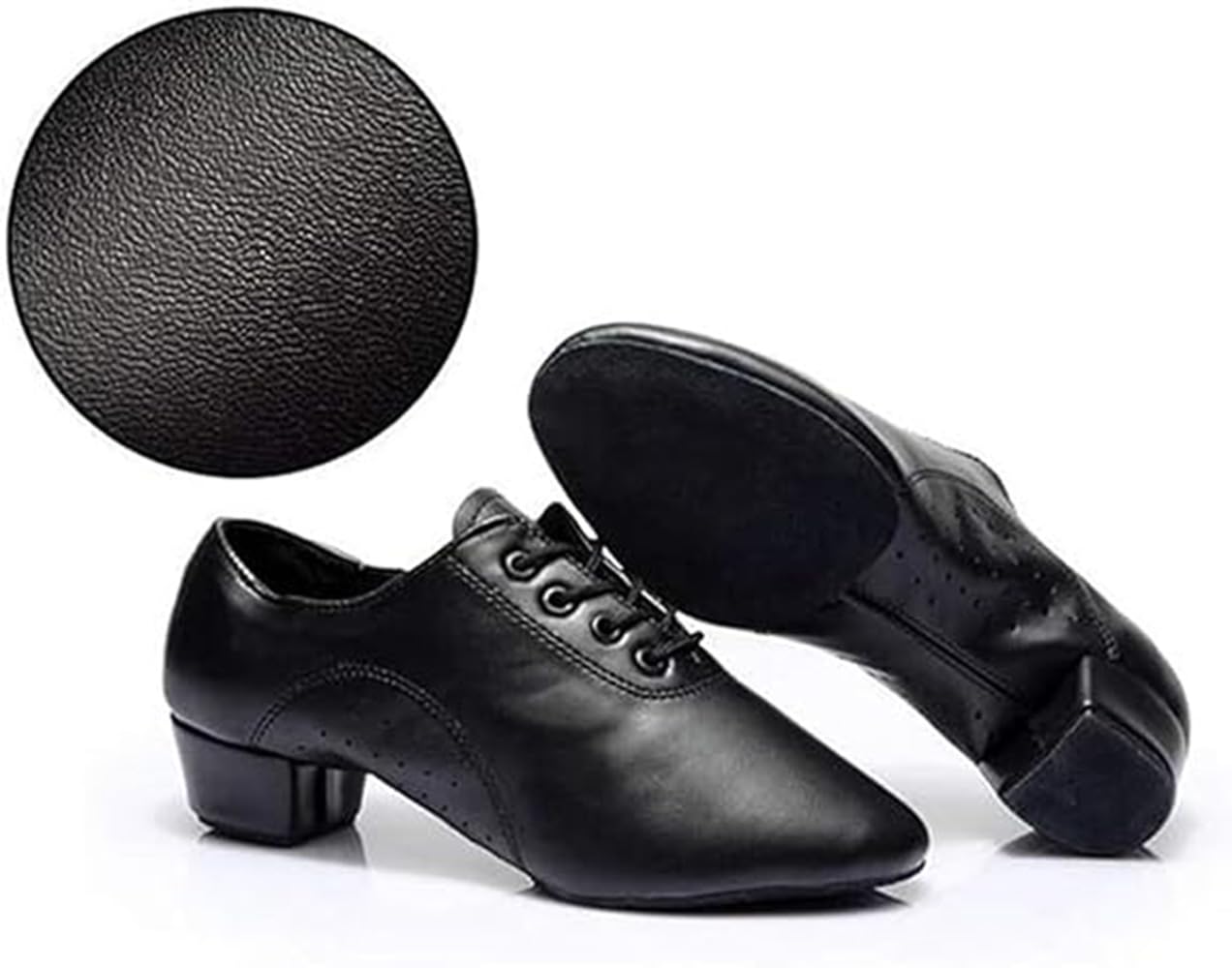 Scarpe da ballo da uomo in pelle nera per salsa jazz tango