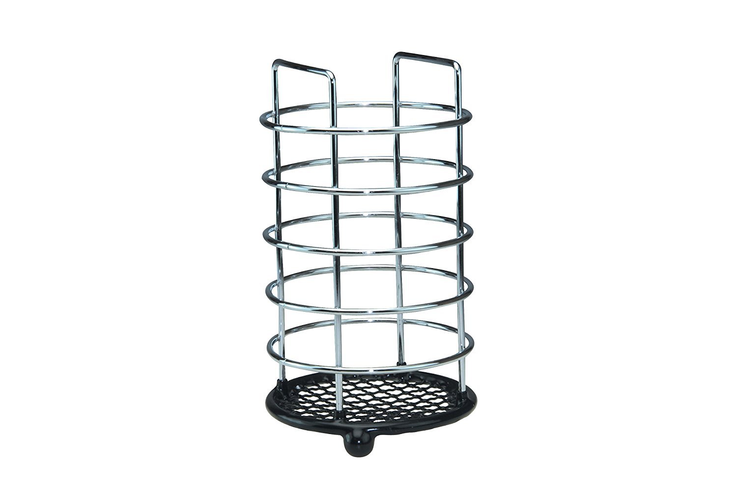 Utensil Holder Chrome Cutlery Storage Black Plastic Drainer Caddy Rack Organiser