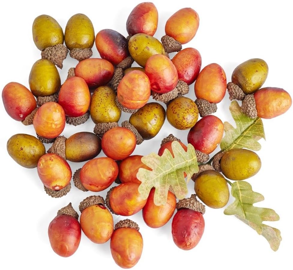 Factory Direct Craft Pack of 44 Artificial Silver Metallic Acorns - Fall and Thanksgiving Table Scatters, Vase Fillers and Autumn Decorating (Size: 1-1/2 inches high x 1 inch Diameter)