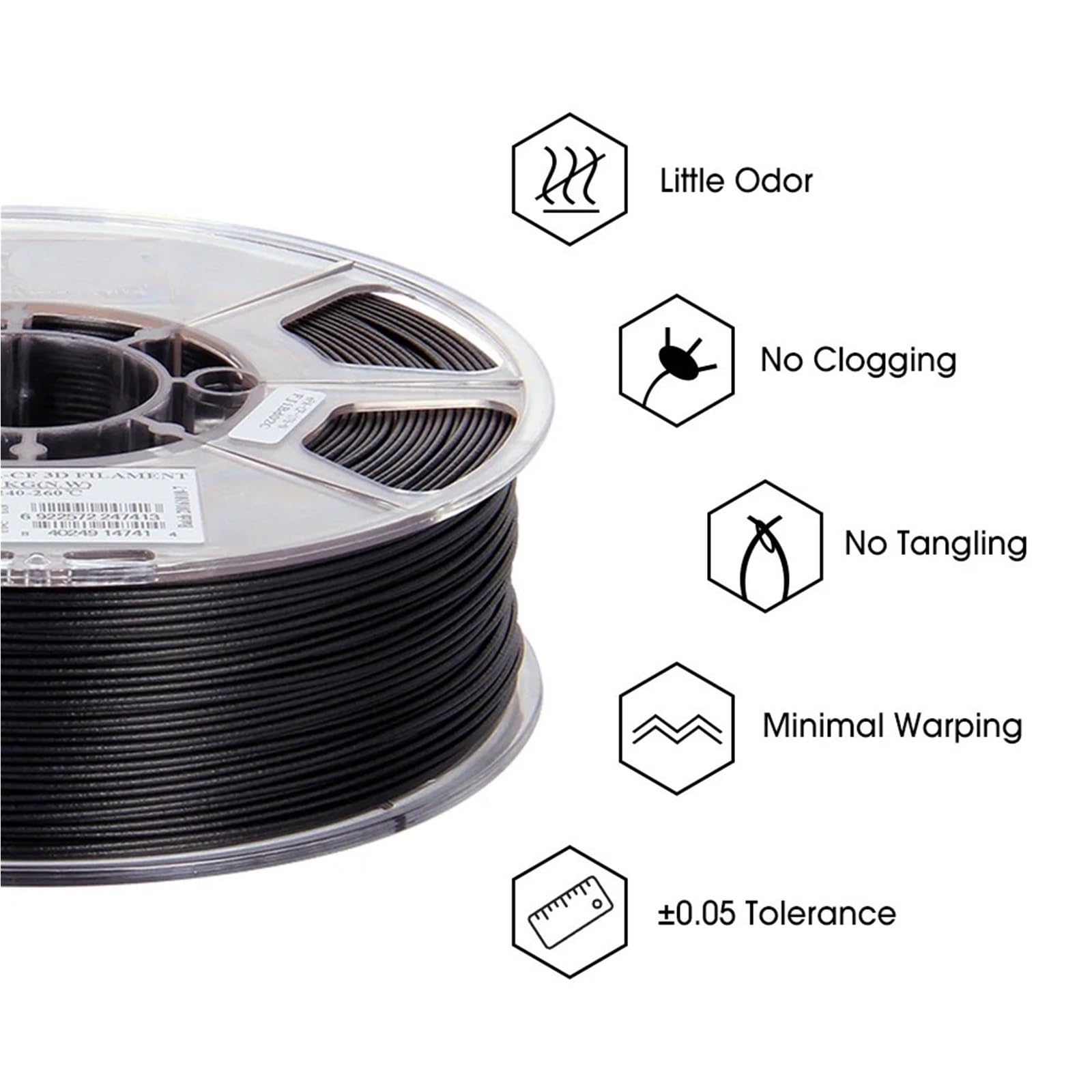 Mit Kohlefaser Gefülltes Nylonfilament (PA-CF), 1,75 Mm, 1 Kg (2,2 Lbs) Spule, 3D-Druckerfilament For Technische Anwendungen