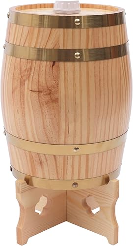 Miniatura 6 de Barril de madera de pino de LOYALHEARTDY de 5 l de madera de pino de primera calidad, con soporte vertical para almacenamiento de whisky, vino,