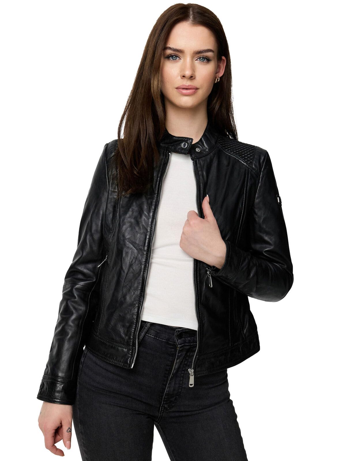 Tazzio Kurtka skórzana damska skórzana kurtka prawdziwa skóra Biker Look F520