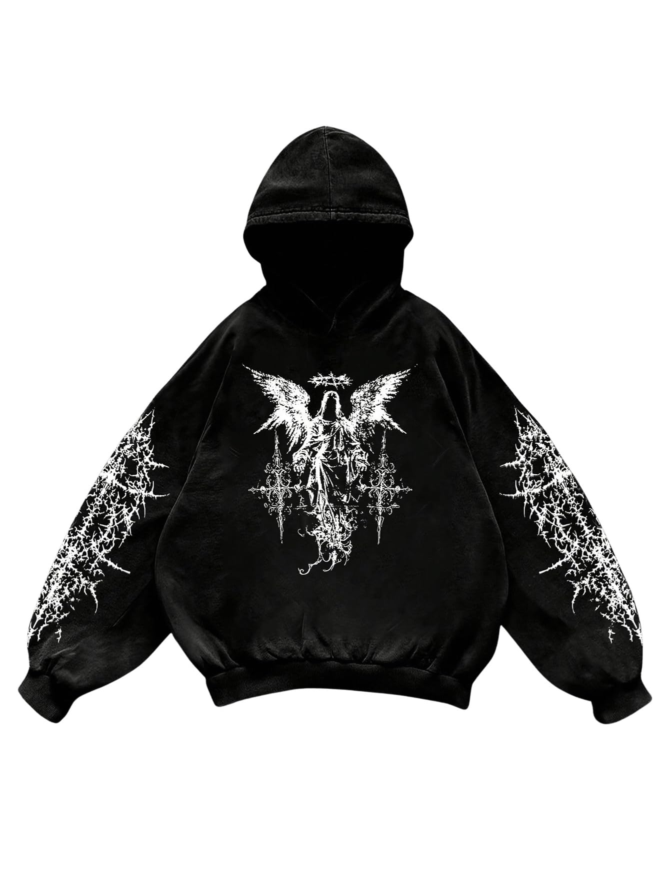 Verdusa Men's Y2k Gothic Graphic Hoodie Sweatshirt