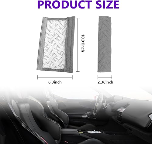 Miniatura 9 de Kewucn Almohadillas para cinturón de seguridad de automóvil, paquete de 2 fundas suaves y cómodas para cinturón de seguridad, almohadilla de arnés