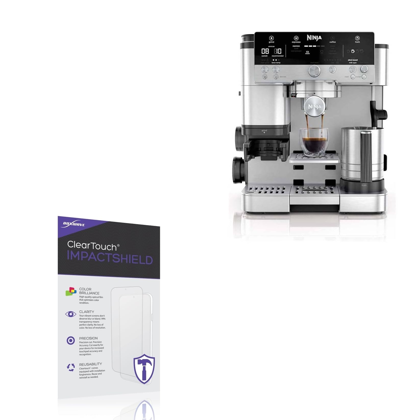 BoxWave Screen Protector Compatible with Ninja Luxe Cafe - ClearTouch ImpactShield (2-Pack), Impenetrable Screen Protector Flexible Film