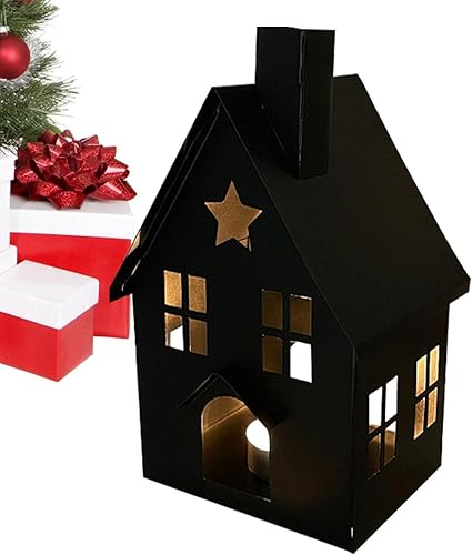 Portavelas con forma de casa, casa de linterna antigua con portavelas para candelabros, decoración de mesa de comedor, manualidades Kumprohu