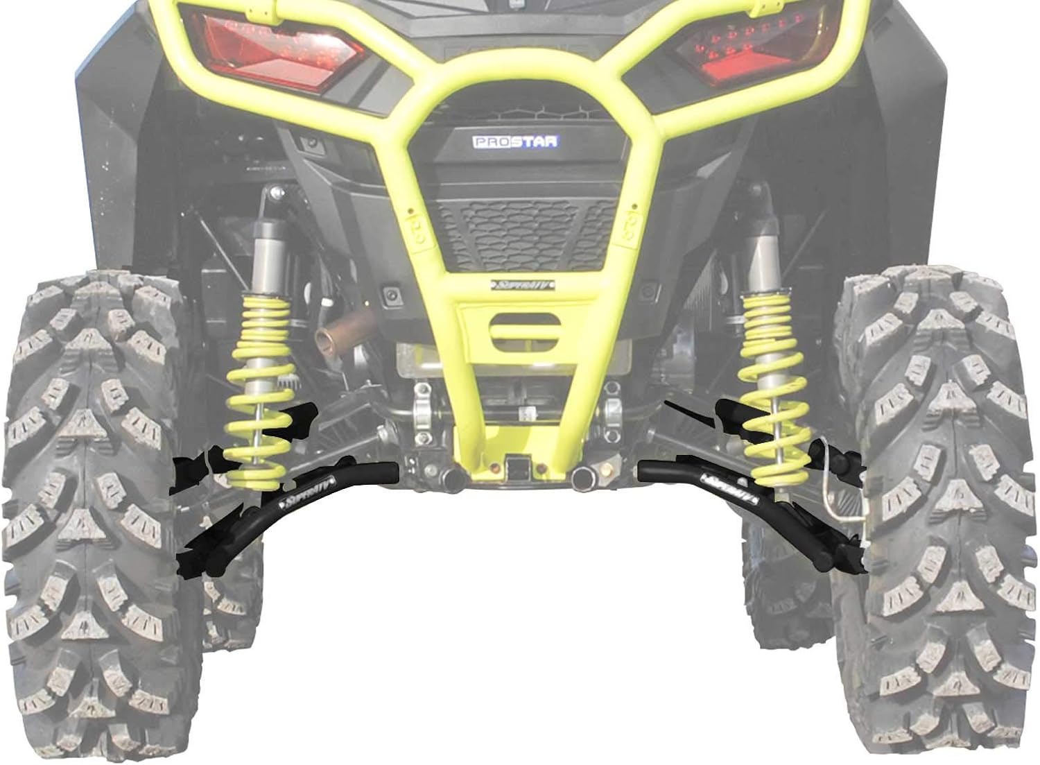 SuperATV Brazos A de desplazamiento trasero de alta holgura para Polaris RZR S 10002019-2020 S4 1000 - Negro