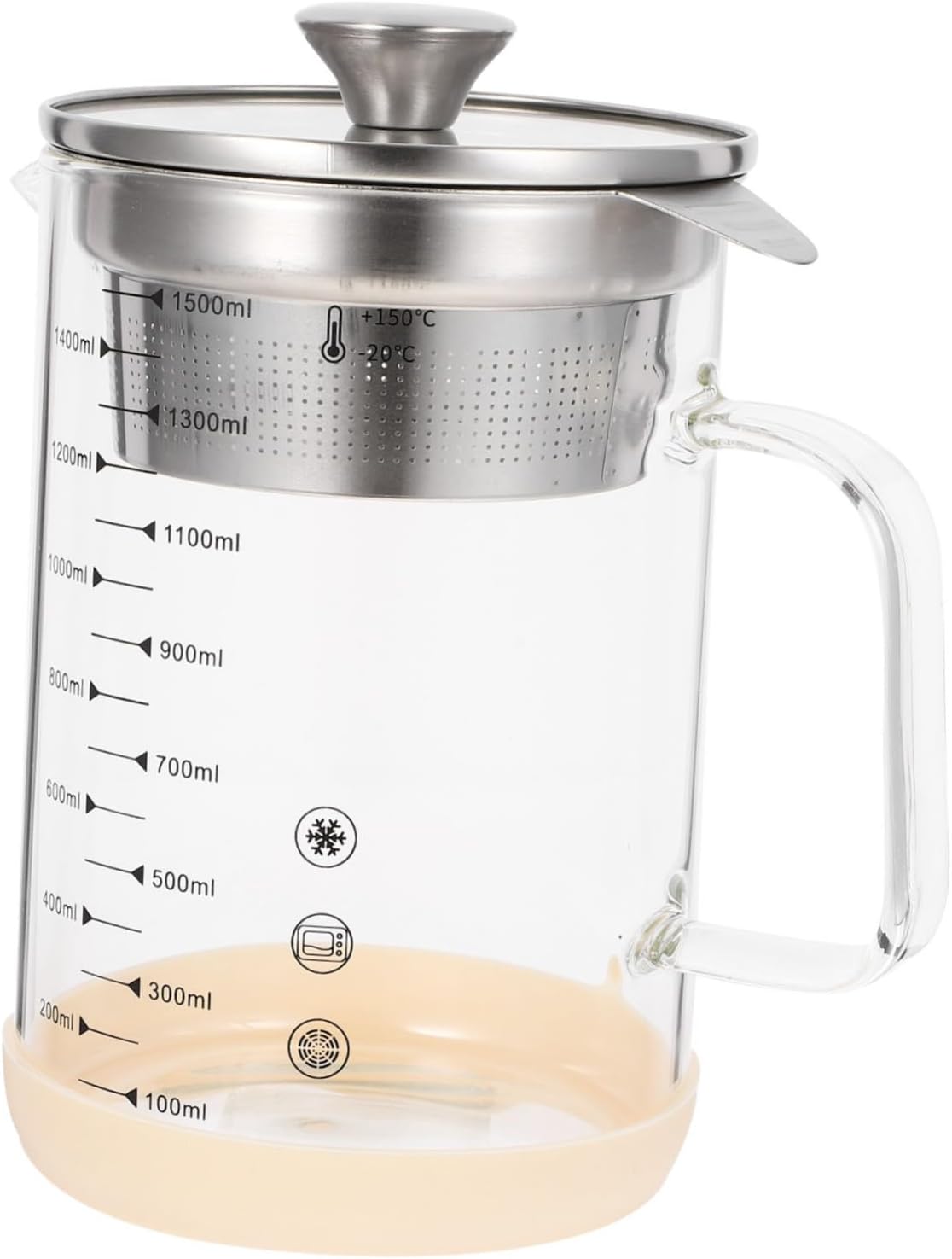 High Borosilicate Glass Soybean Milk Strainer Jug Fine Mesh Filter Heat Resistant Juice Container for Kitchen Use for Tea and Juice Preparation