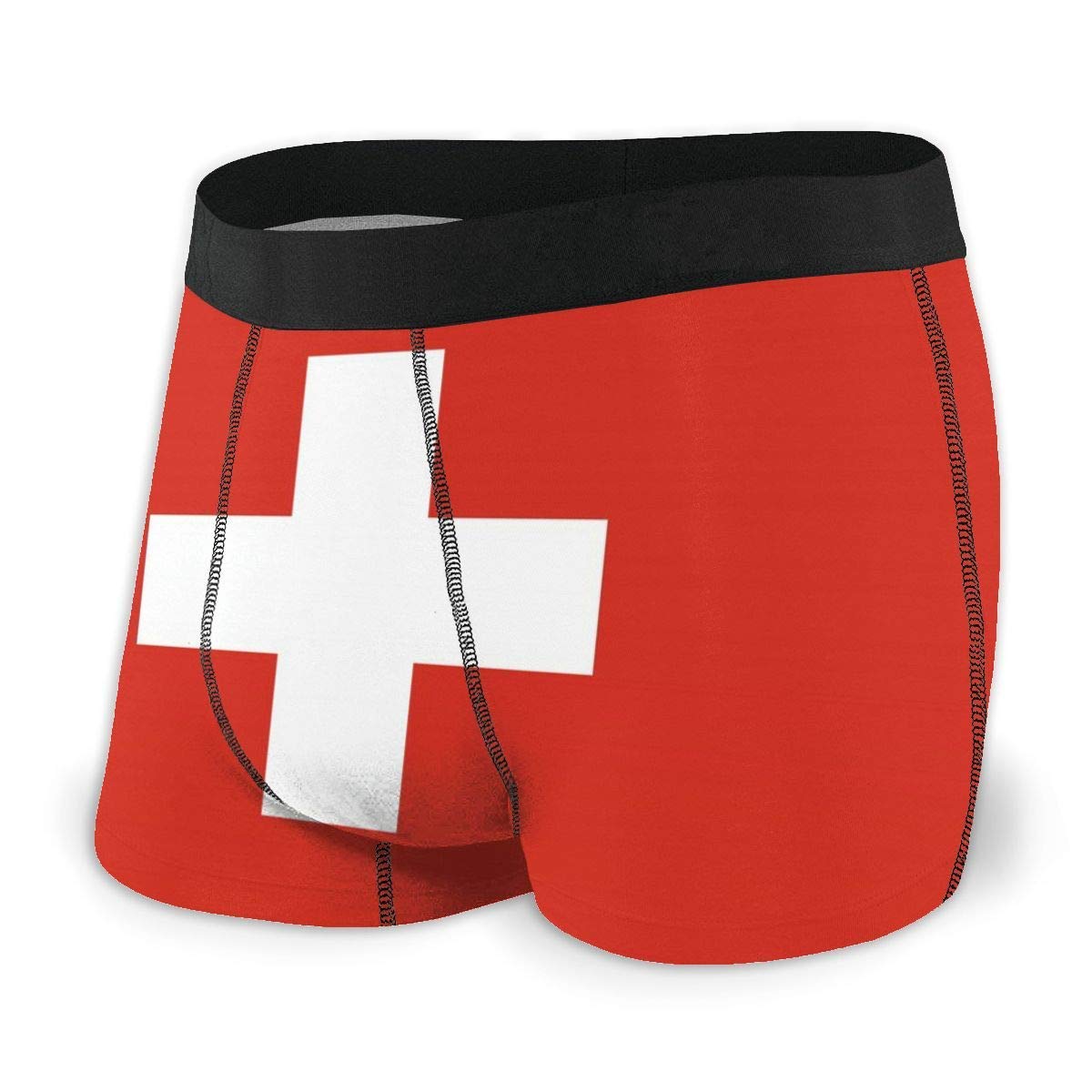 Men's Boxer Brief Switzerland Flag Boxer Briefs Trunks Comfort Breathable Underwear Boxer Shorts with Pouch