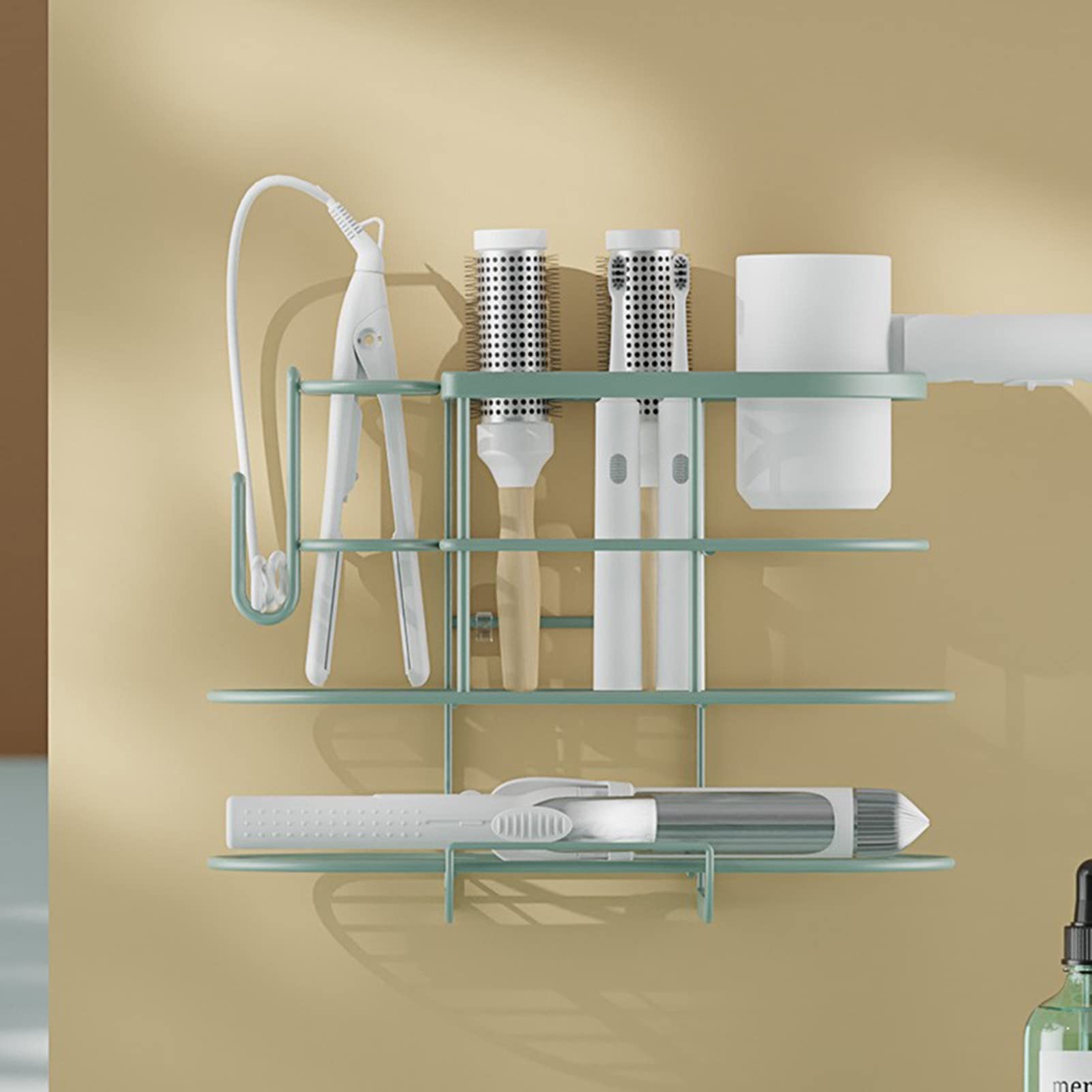 Haar-Werkzeug-Organizer, mehrlagiger Design-Haartrockner-Halter, Föhnständer, Haarpflege-Styling-Werkzeug-Organizer, Aufbewahrungskorb, für Lockenstäbe, Haarglätter
