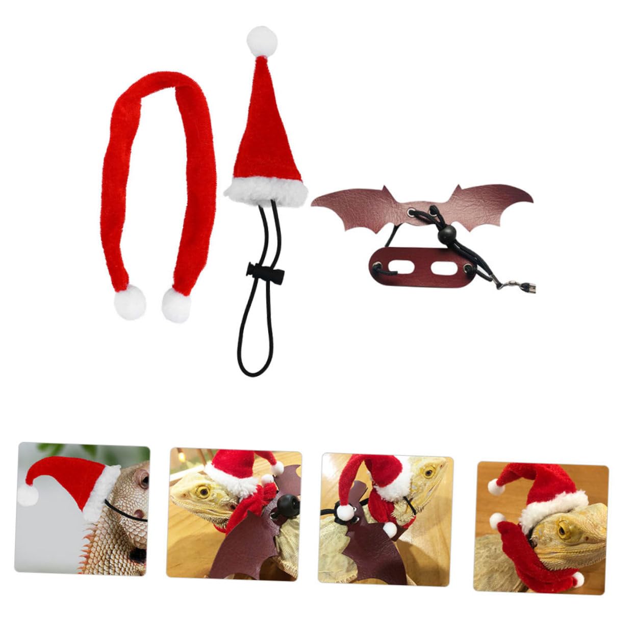 BESPORTBLE 2sets Accessori Per Rettili Con Guinzaglio Cappello e Sciarpa Per Festività Natalizie Kit Decorativo Per Lucertole Per Uscite All Aperto e Feste Tema Natale