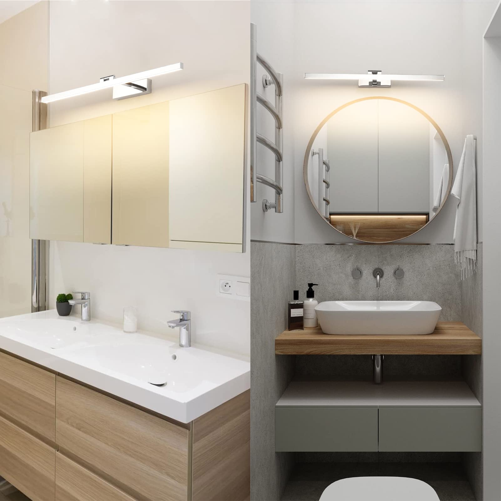 Klighten Lampe Miroir LED Salle de Bain 60cm, 18W 1170 Lumen, IP44 Étanche  Applique Murale 180° Rotatif, Lumière Miroir Moderne, Blanc Chaud 3000K,  Schwarz : : Luminaires et Éclairage