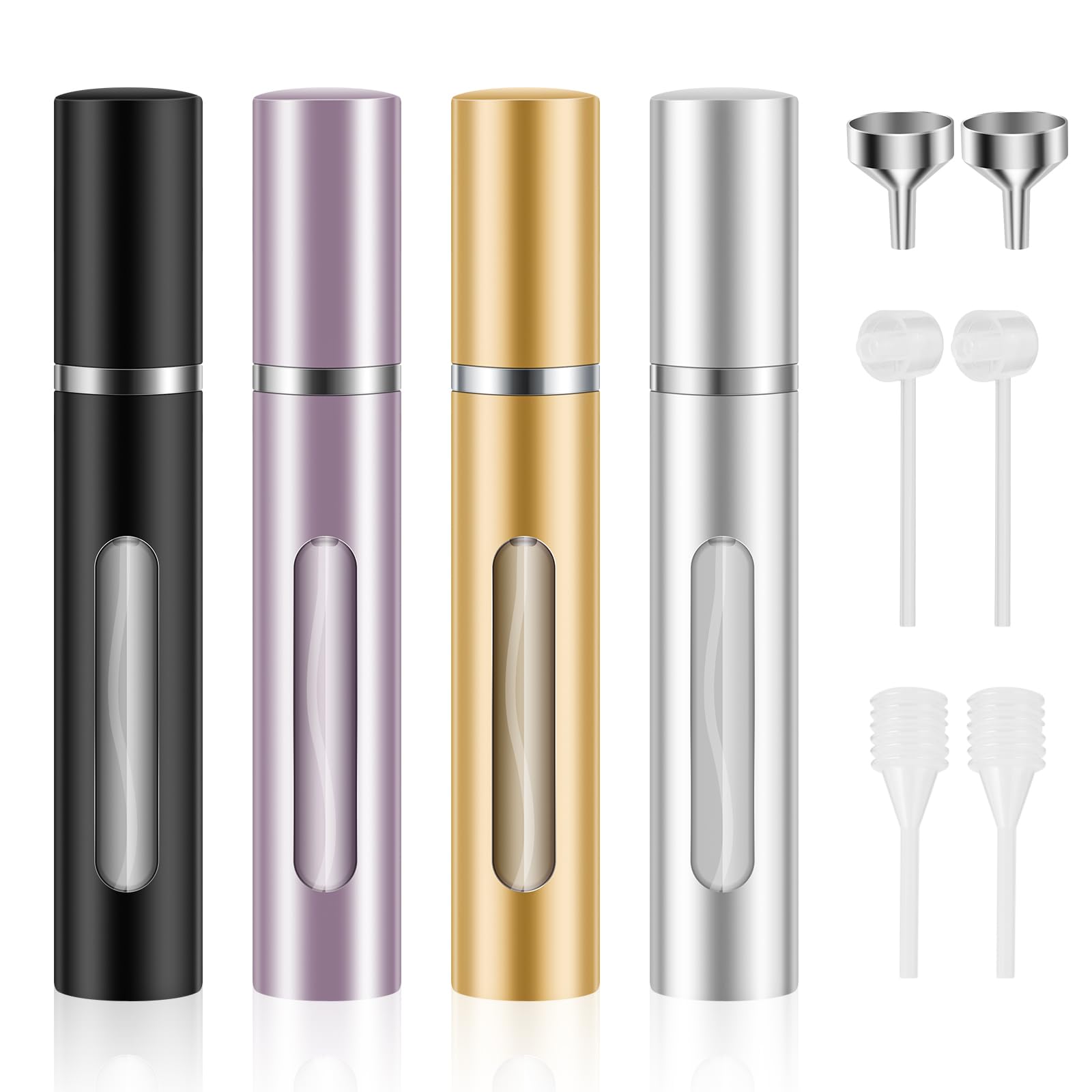 Saiveina 5ml Mini Perfume Atomizer Bottles, Refillable Perfume Spray Bottle, Empty Cologne Sprayer for Travel and Outgoing(4 Pack)