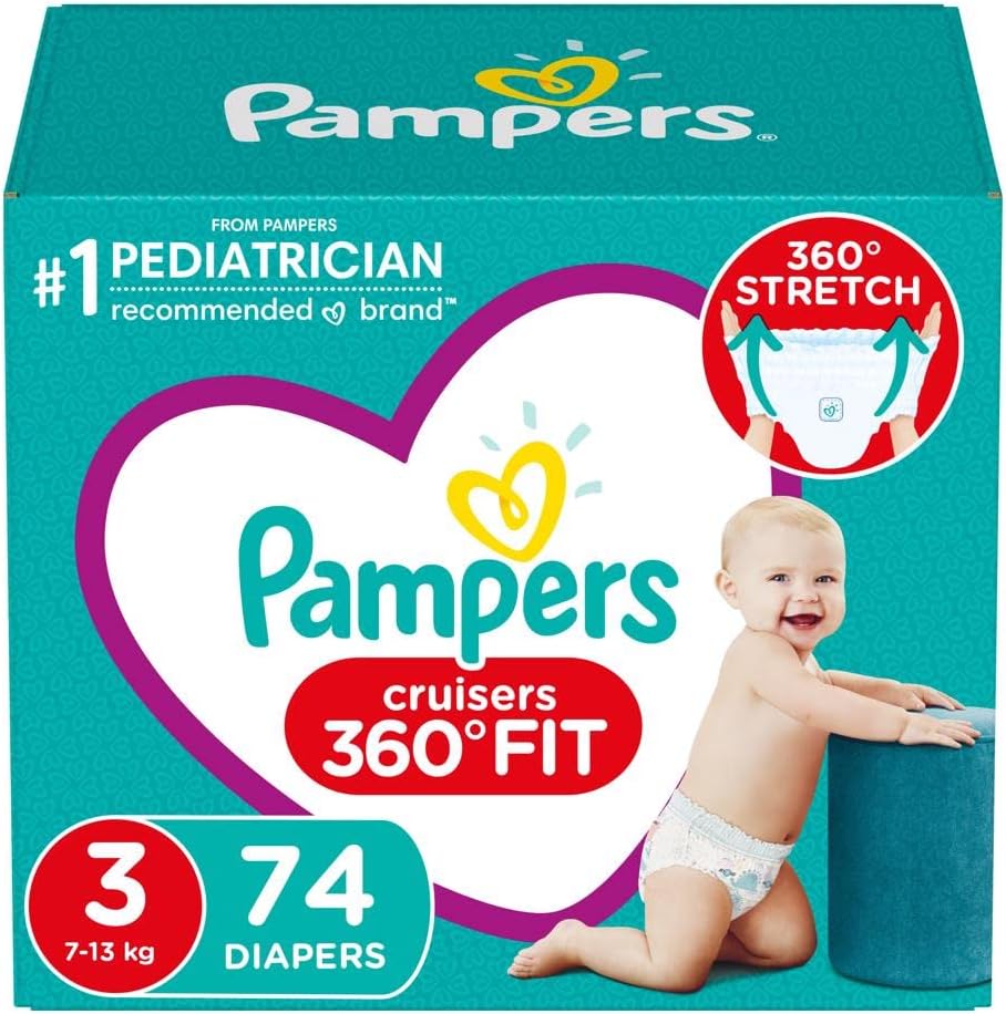 Pampers Cruisers 360ห Fit Diapers Size 3, 74 Count, Super