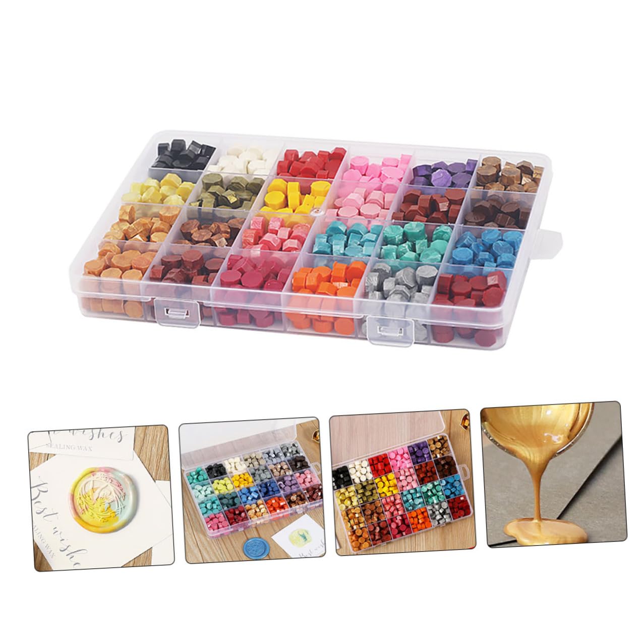Hemobllo 1 boîte Perles de Cire à Cacheter avec Cuillère de Fusion Couleurs pour Invitations et DIY Boîte de Stockage Cases