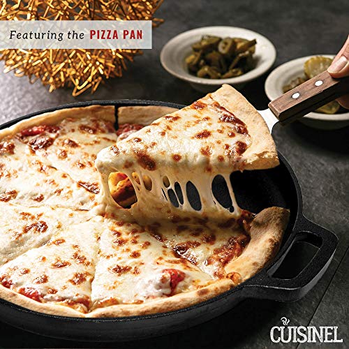 Image of Cast Iron Cookware Set - 17-Piece Pre-Seasoned Kit - 8 inch Skillet + 10 inch+12 inch Skillets with Glass Lid + Grill Pan + Multi-Cooker /Dutch Oven + Flat Griddle + Pizza Pan + Pan Rack Organizer - Indoor /Outdoor