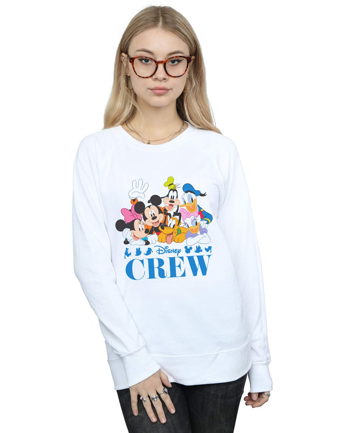 Absolute Cult Women's White Disney Mickey Mouse Disney Friends Sweatshirt Medium