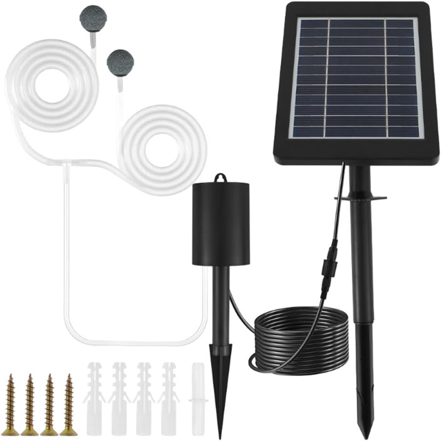 Cryfokt Solar Oxygen Pump, Solar PoweredPump Kit with 3 Modes 2200mAh Battery Backup, Aquarium OxygenPump Fishing Aerator for Garden Fish Pool Fishing Pond