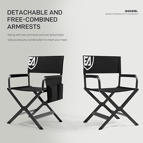 Miniatura 7 de EVER ADVANCED Silla de directores ligera de aluminio plegable, sillas plegables de cine de estudio, silla de vendedor de eventos, asiento de 19